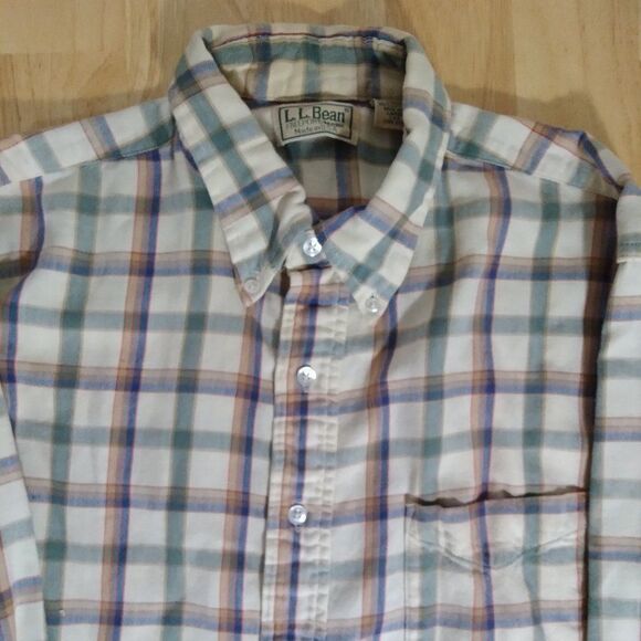 Vintage L.L. Bean Flannel Plaid Button Down Shirt - Picture 3 of 9